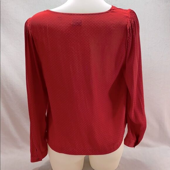 Cabi 3862 Long Sleeve Knot Dots Blouse Red Small - Picture 4 of 9